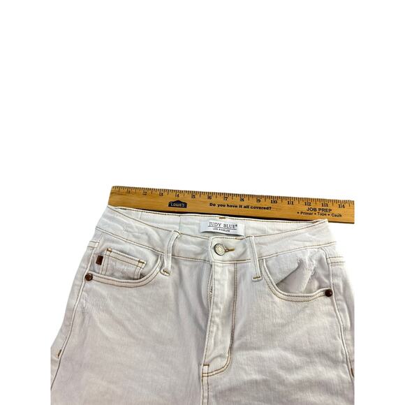 Judy Blue Jean Shorts High Waist Rigid Magic Destroy White Womens Stretch Small - Picture 5 of 7